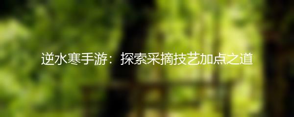 逆水寒手游：探索采摘技艺加点之道