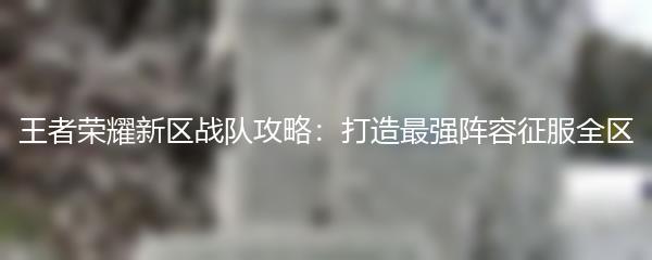 王者荣耀新区战队攻略：打造最强阵容征服全区